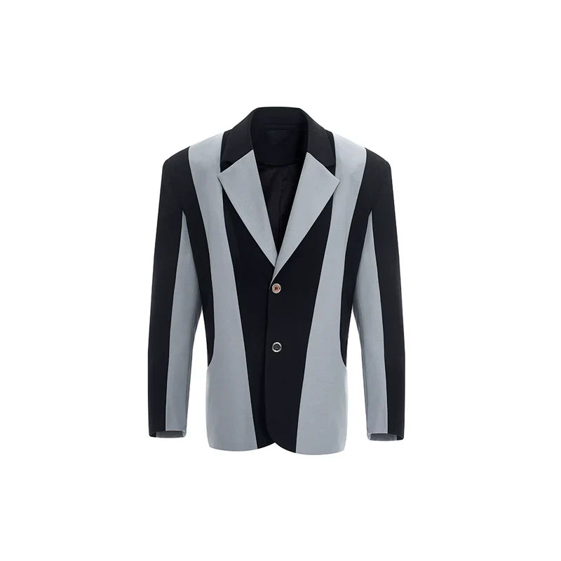 Contrast Color Tailored Jacket & Wide-leg Trousers Setup