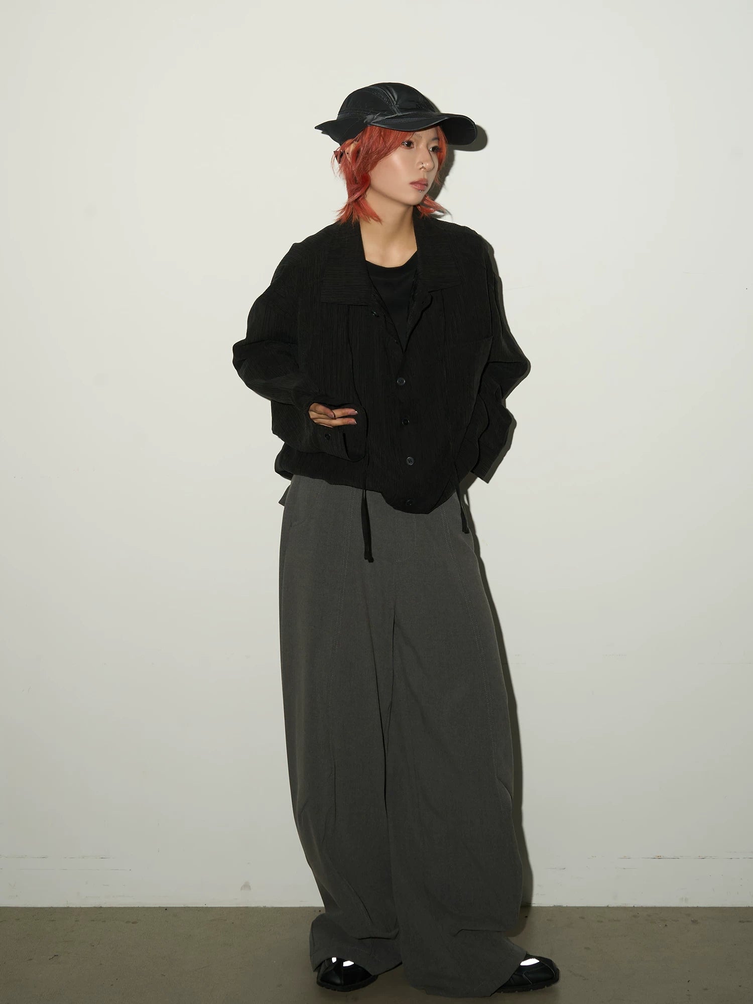 Textured Fabric Button Long Sleeve Shirt