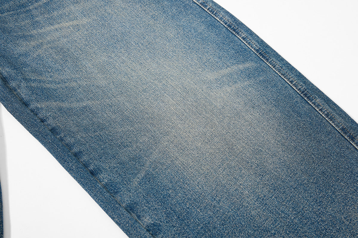 Embroidery Curved Wide Leg Denim Jeans