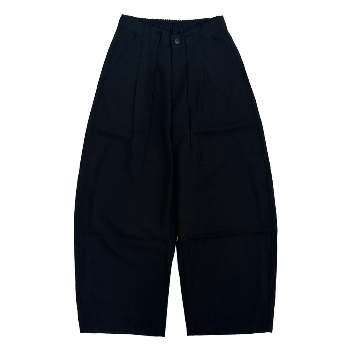 Pleats Elastic Waist Wide Leg Trousers