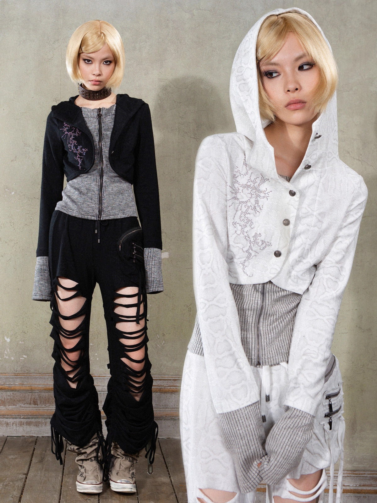 Fake Layered Long Sleeve Hooded Knit Cardigan