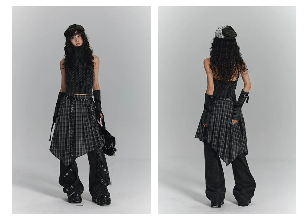 Irregular Plaid A-Line Skirt