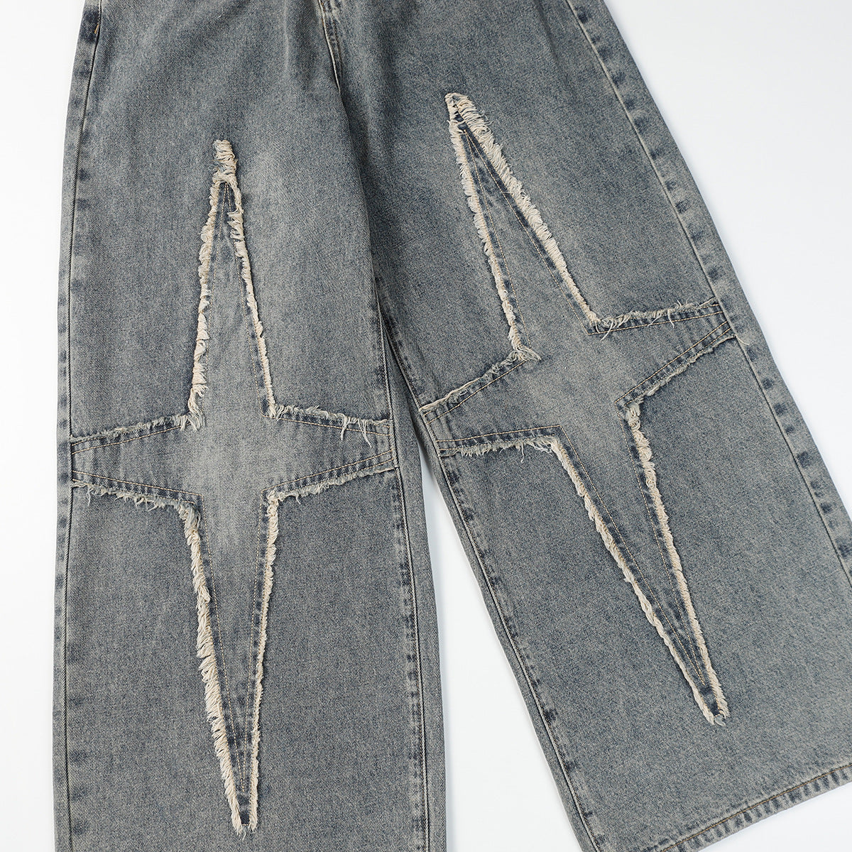 Panel Design Wide Leg Denim Jeans