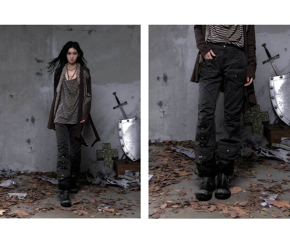 Wrinkle Washed Flare Suede Pants