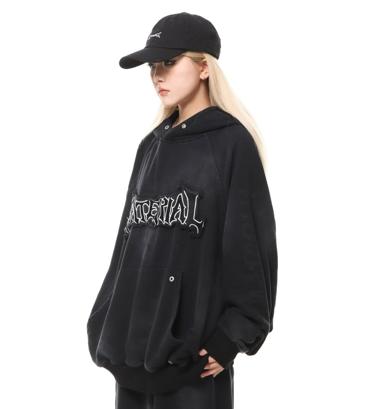 Heavyweight Washed Patch Embroidery Pullover Hoodie
