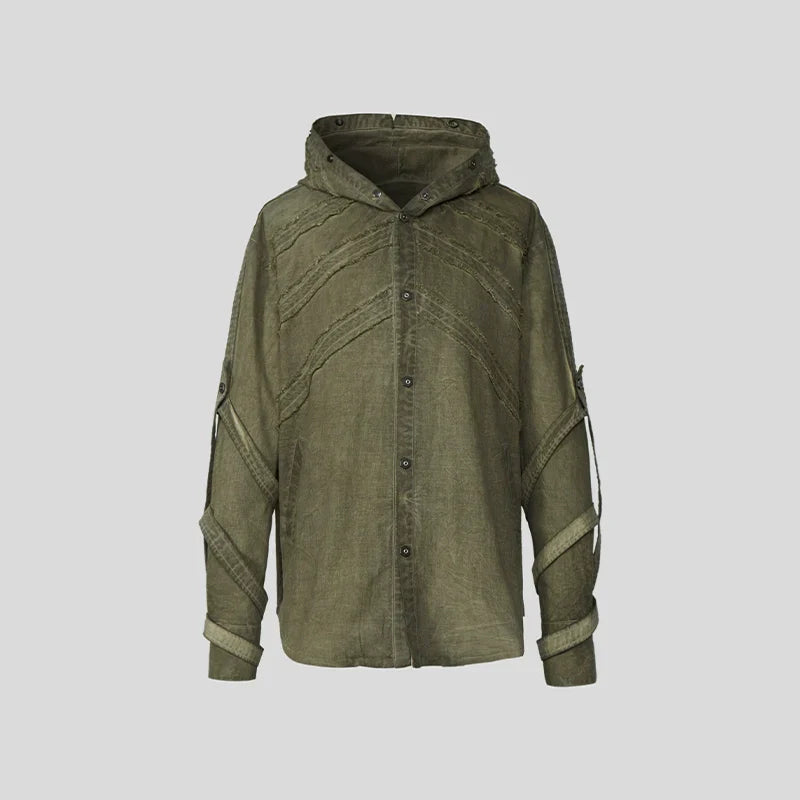 Gewassen denim oversized hoodie met capuchon