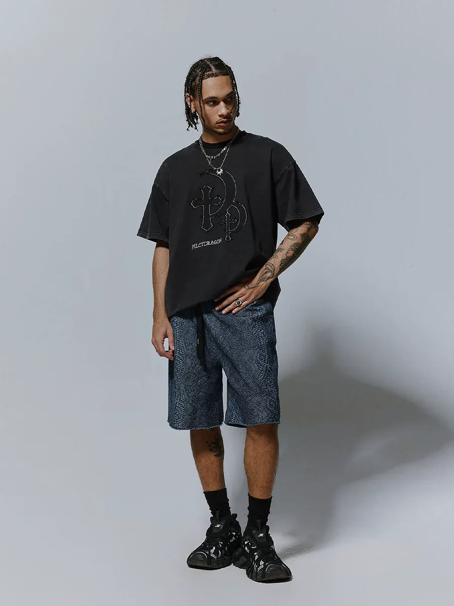 Snake Scale Pattern Wide Leg Short