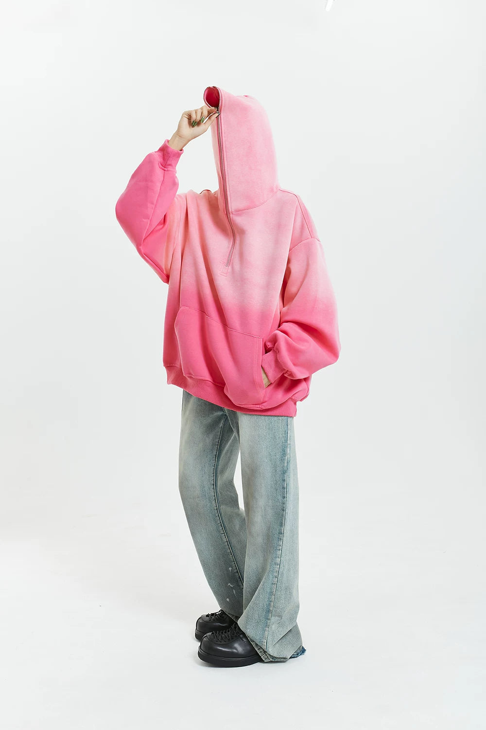 Gradient Half Zip Oversize Hoodie