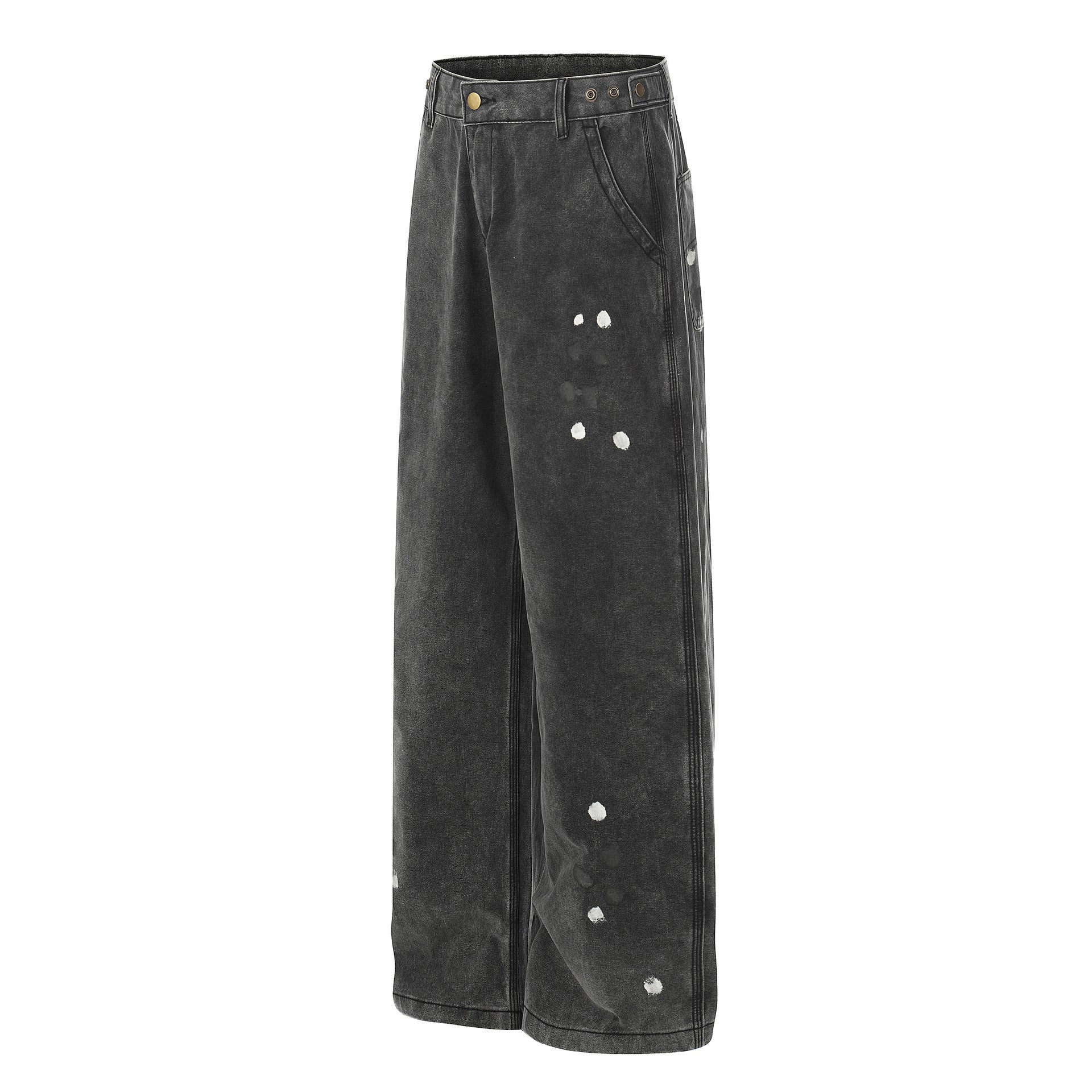 Washed Paint Straight Denim Jeans