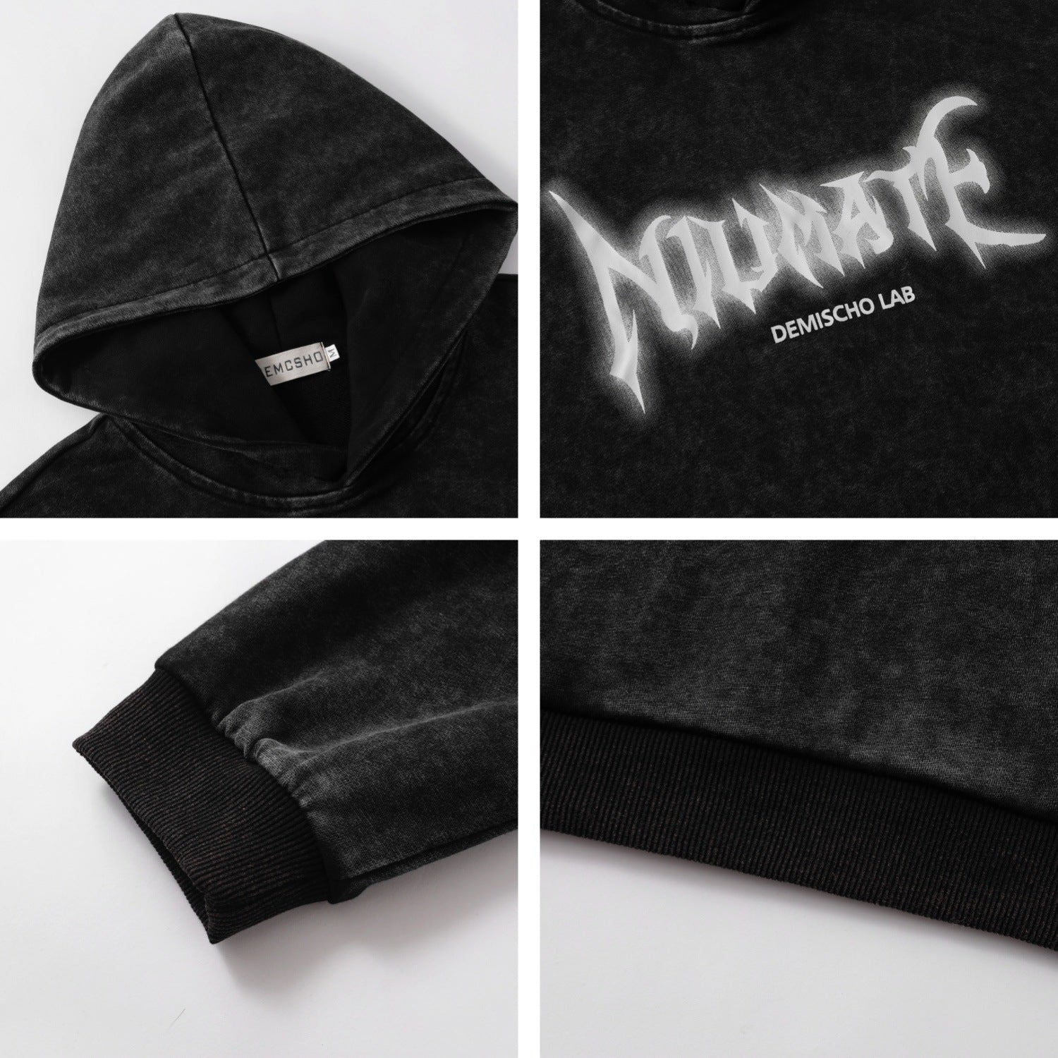 Washed Letter Print Oversize Hoodie