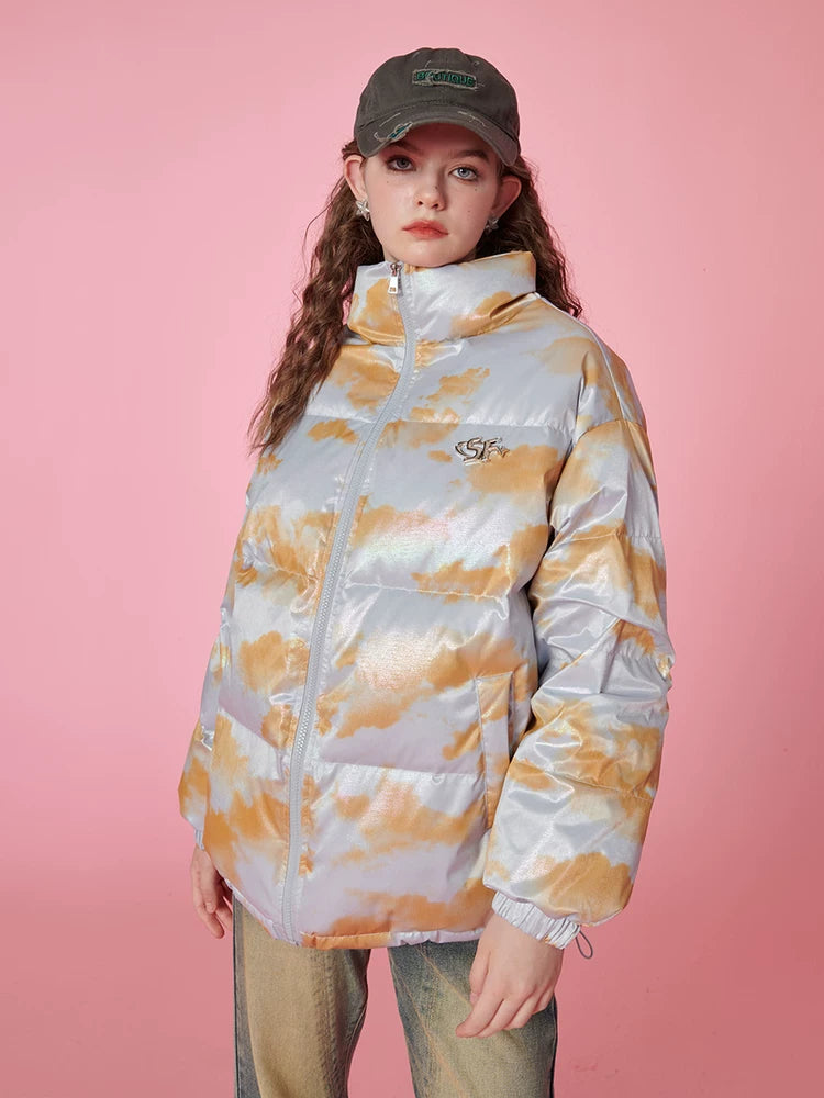 Oversize High-Neck White Duck Down Jacket