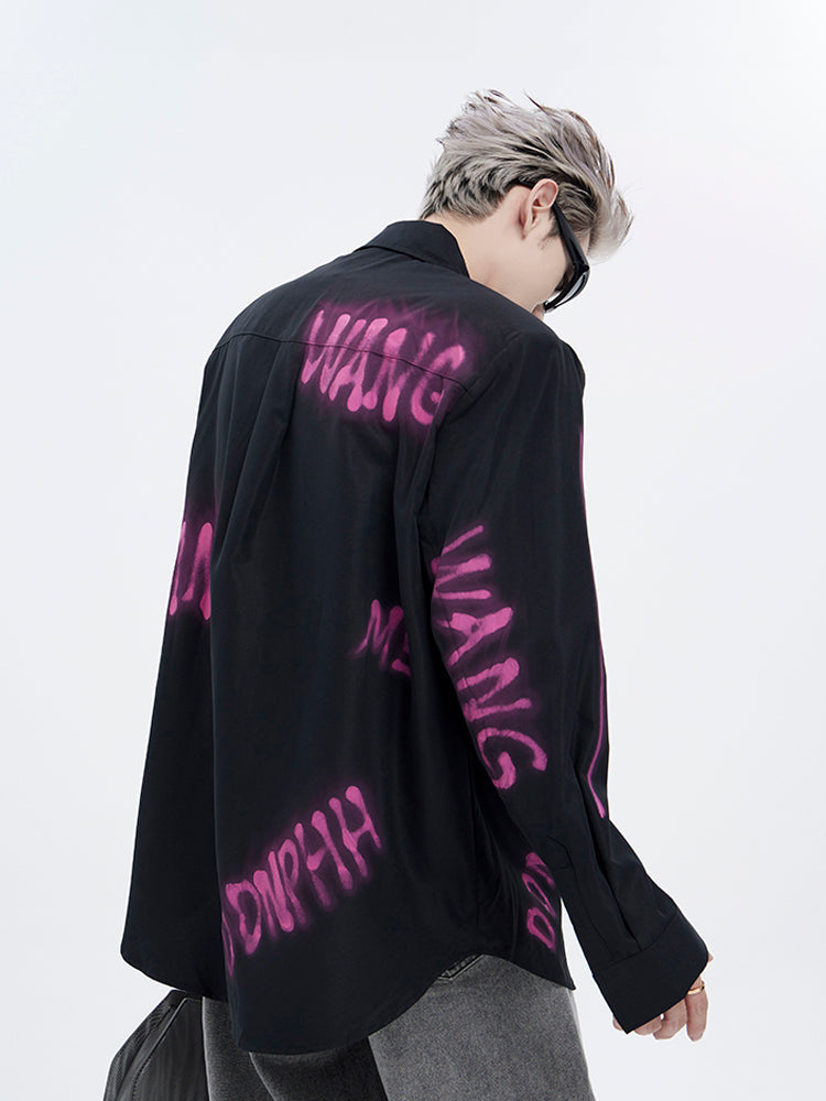 Graffiti Design Oversize Long Sleeve Shirt
