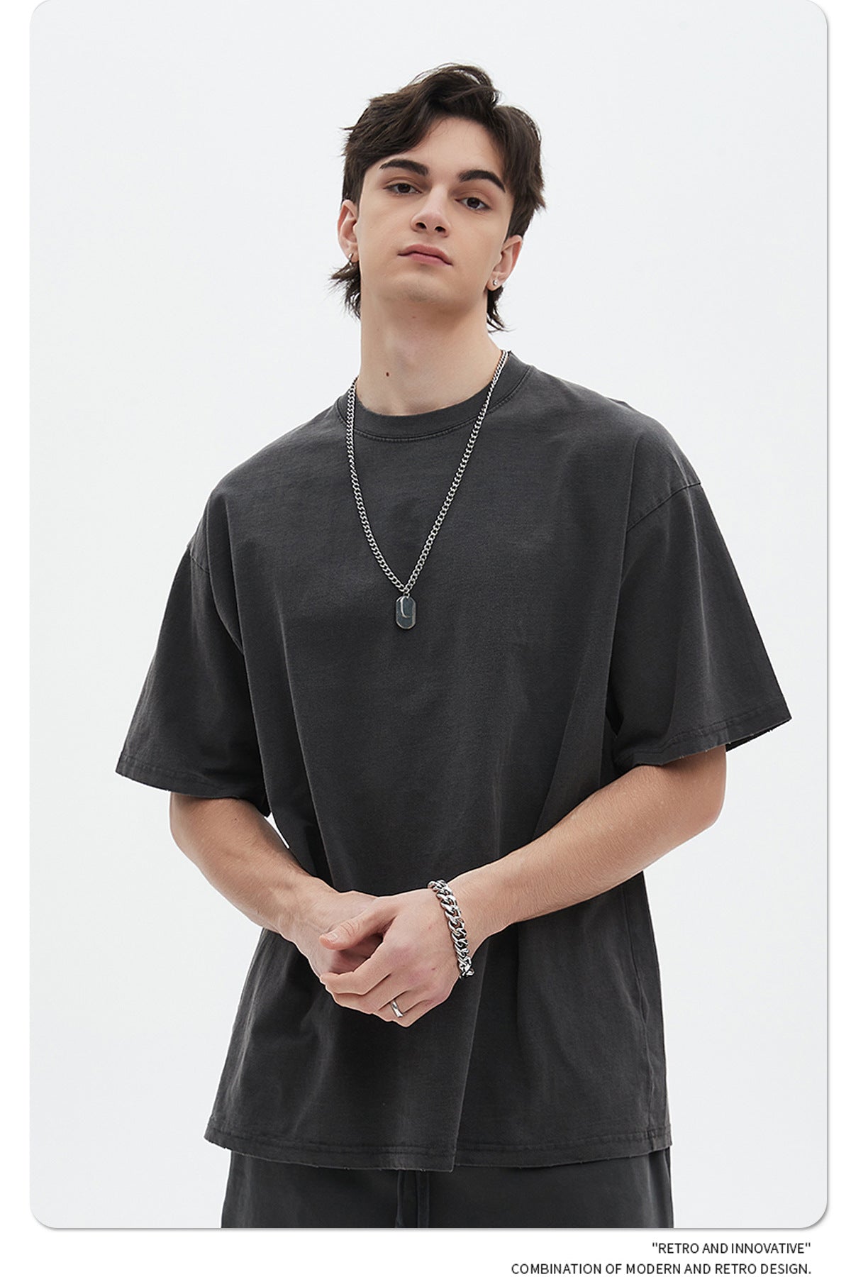 Washed Dyed Oversize Damage Short-sleeve T-shirt & Short Sweatpants Setup