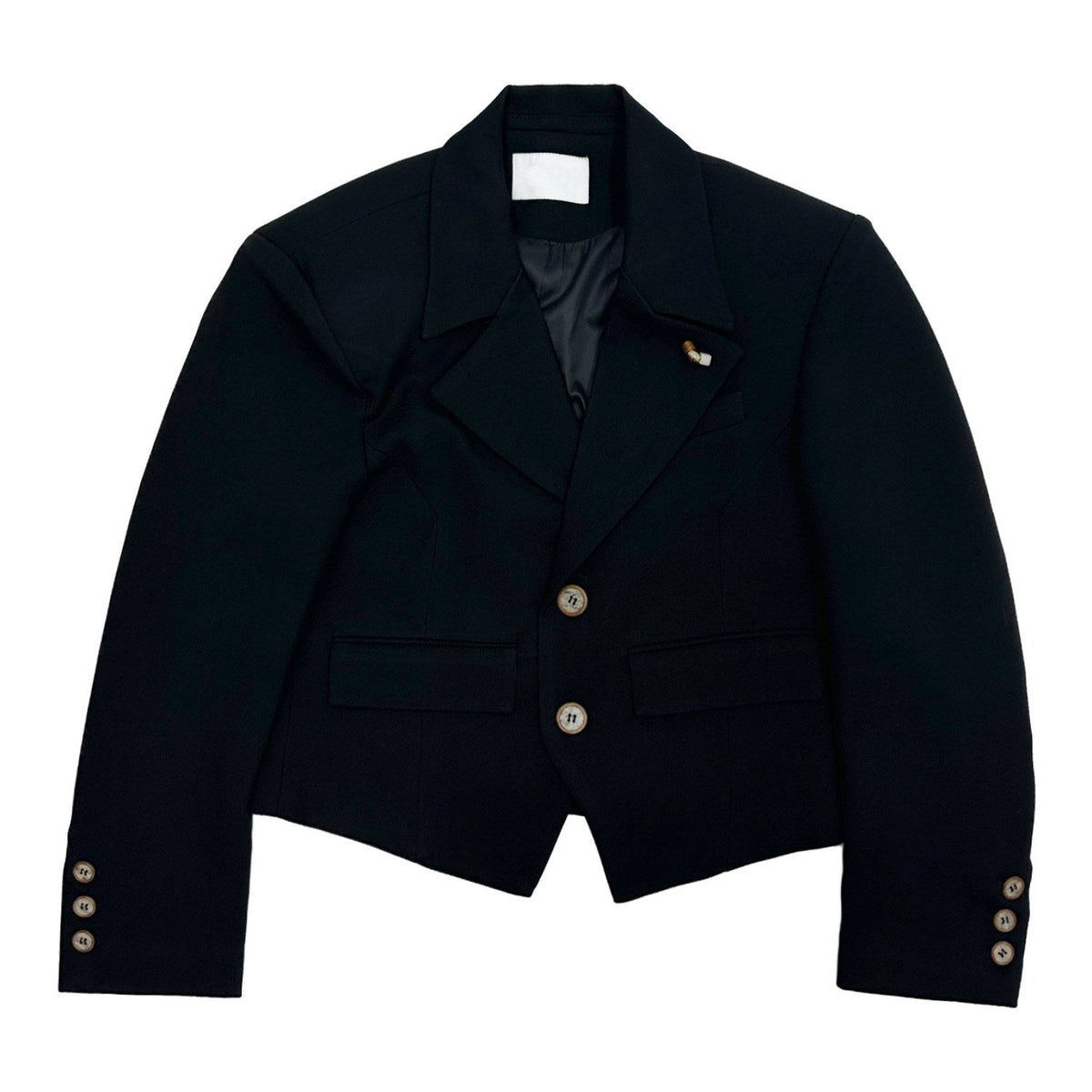 Shoulder-Pad Button Tailored Jacket & Wide Leg Trousers Setup