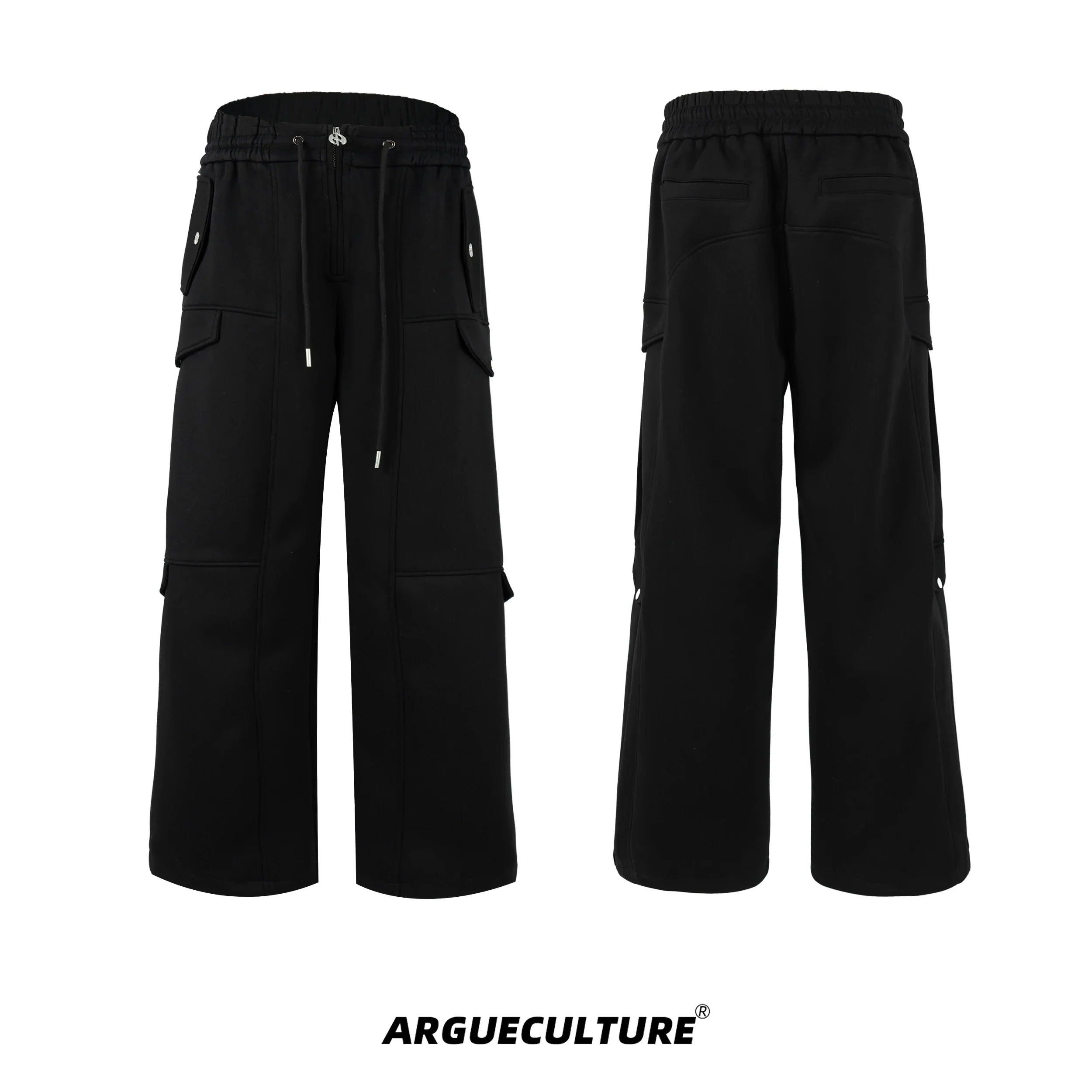 Heavyweight Short Zipper Hoodie & Wide-leg Cargo Sweatpants Setup