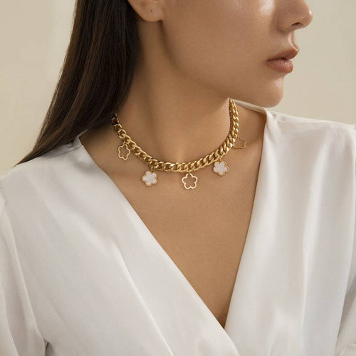 Colar Estilo Trevo Francês - Branco