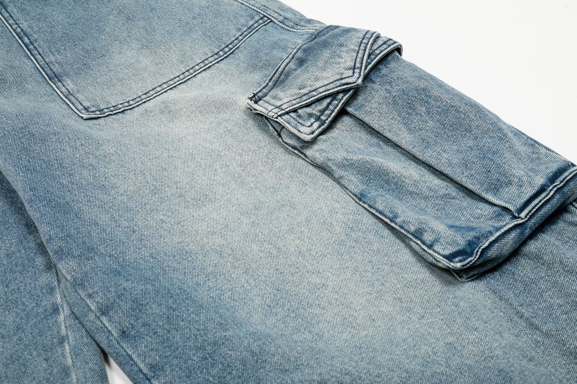 Washed Multi Pocket Curved Denim Jeans