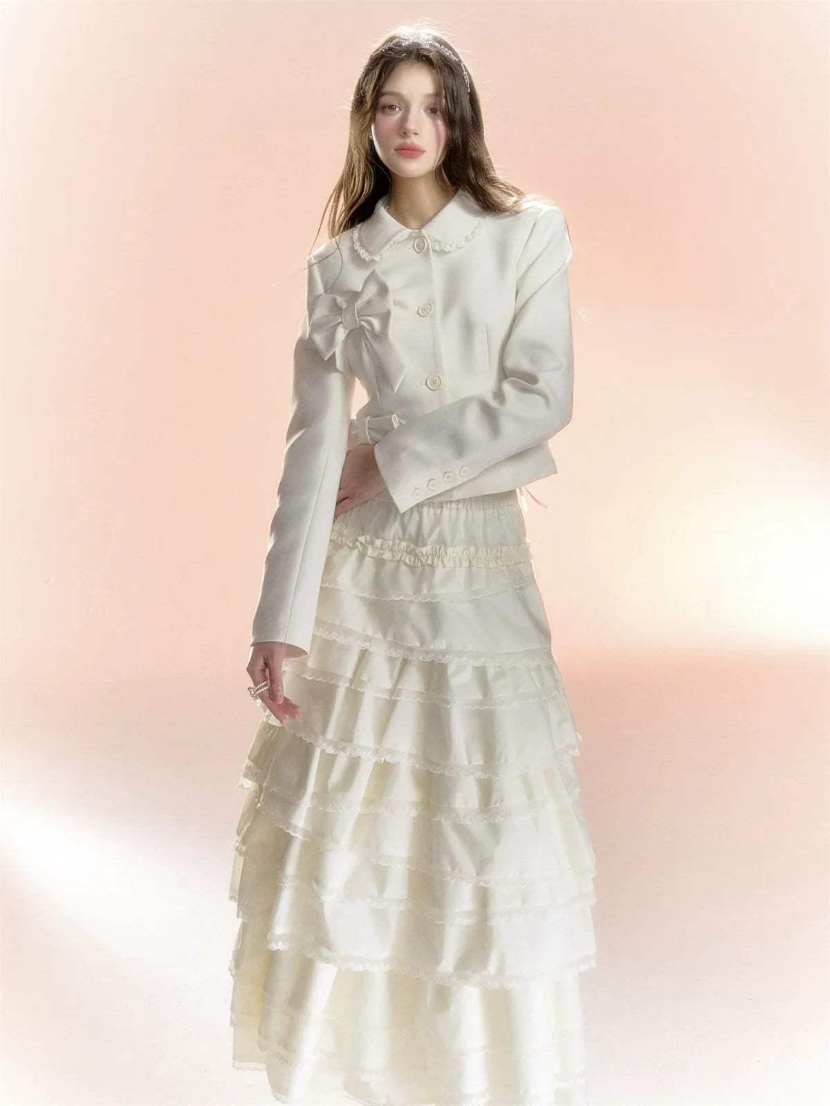 Beige S long skirt
