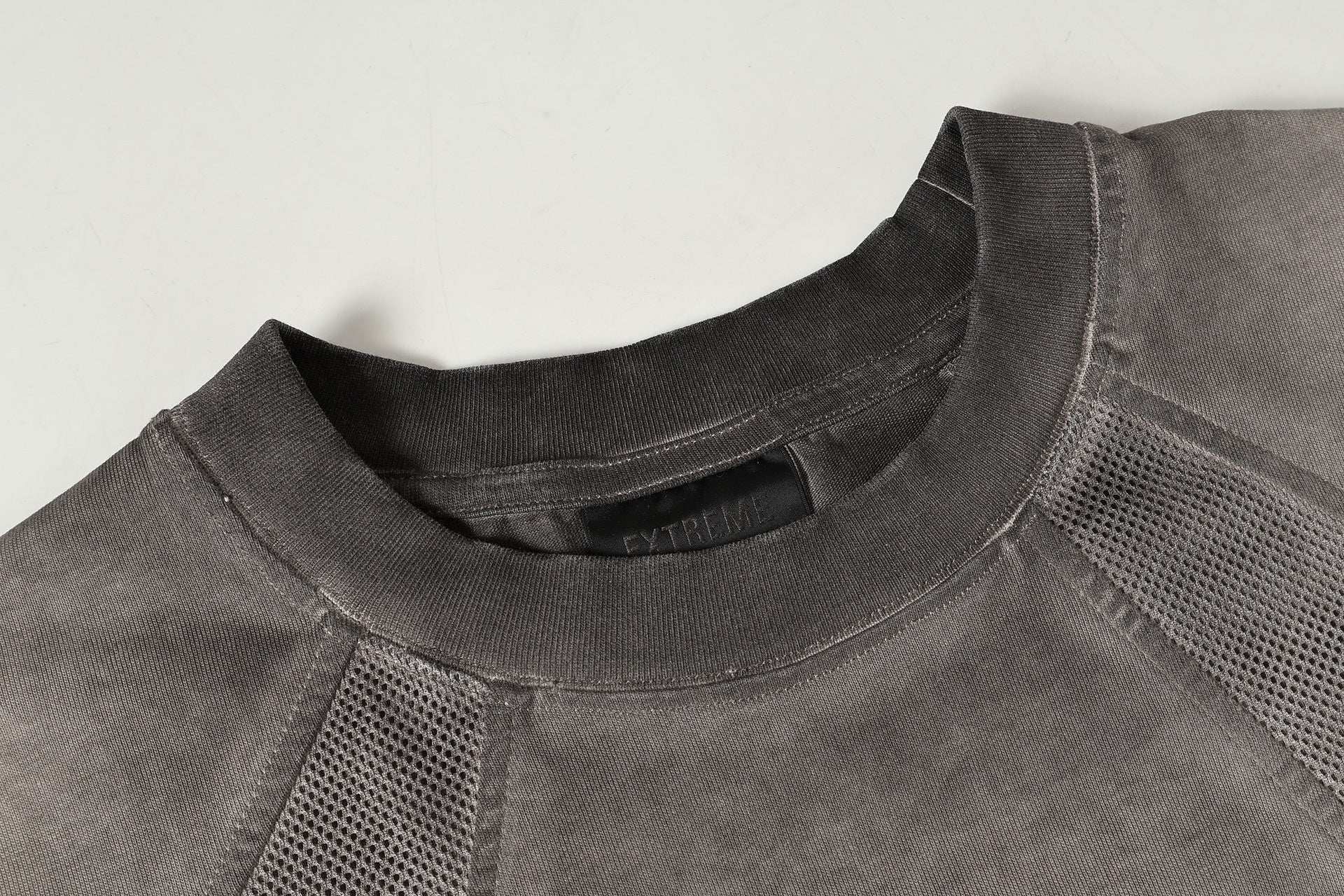 Washed Mesh Panel Short Sleeve T-Shirt