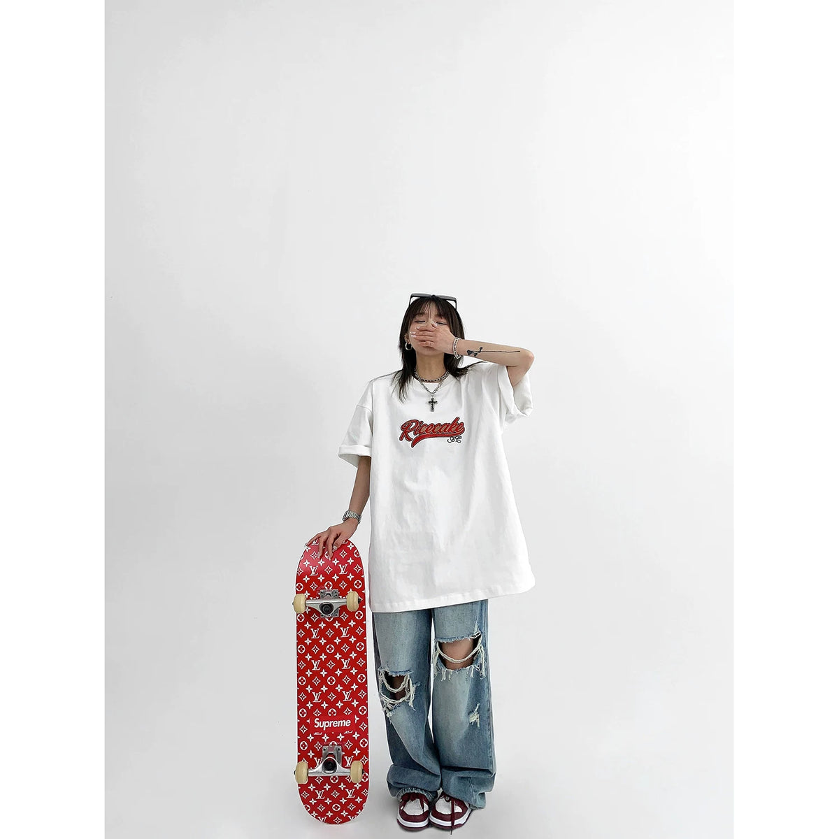 Logo Patch Oversize Short Sleeve T-Shirt