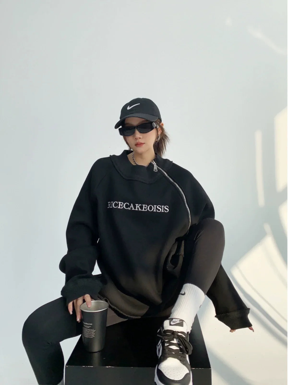 Side Zipper Design Oversized Heavyweight Sweatshirt
