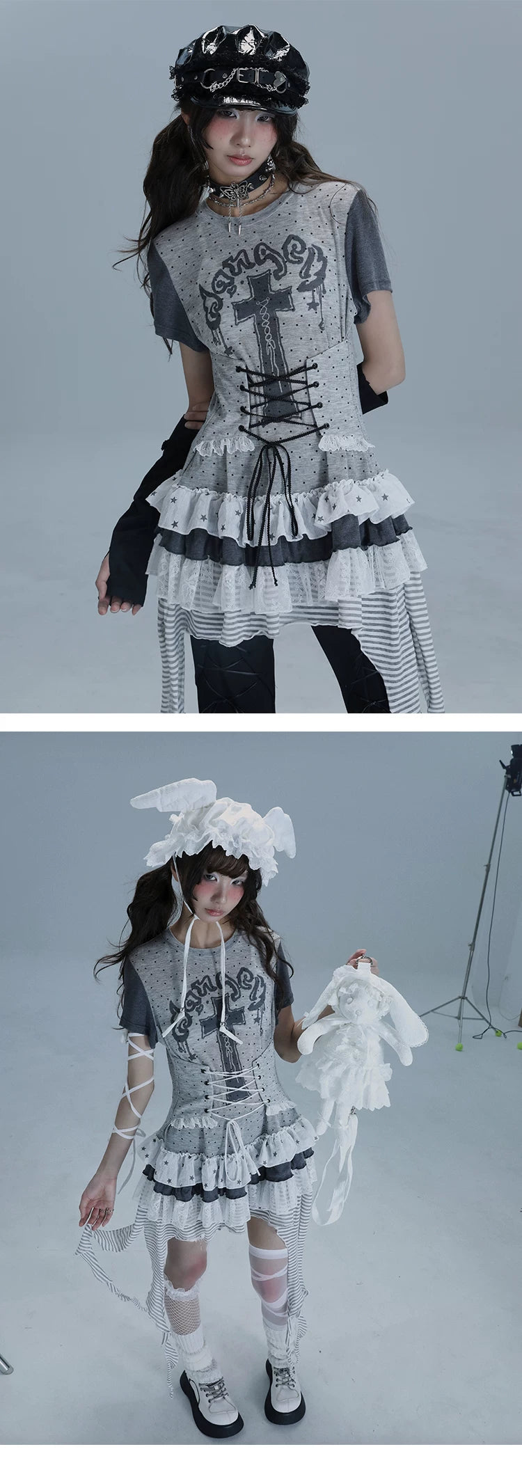 Asymmetric Ruffle Lace Dress
