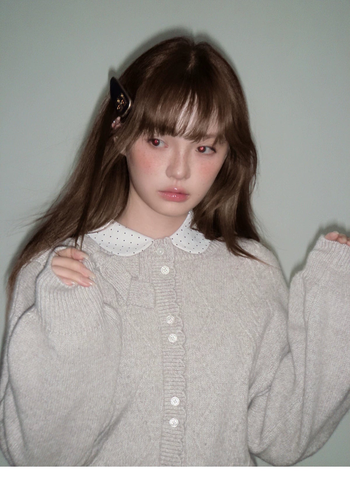 Moonlight Silhouette Bow Detail Wool Knit Cardigan