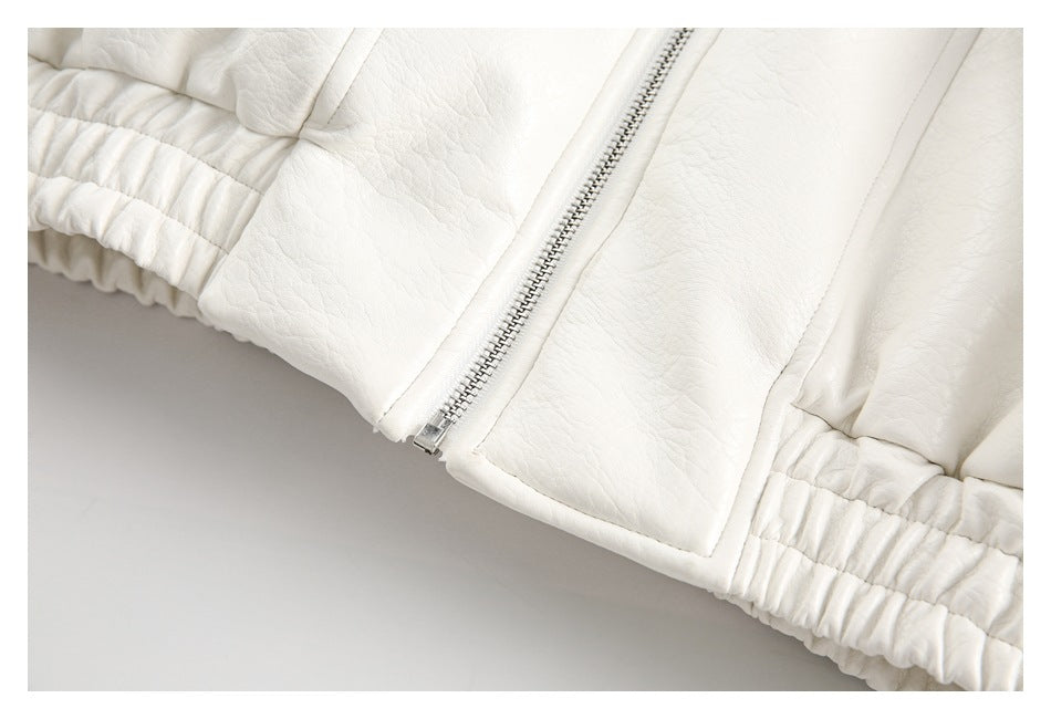 Chaqueta retro de cuero sintético blanco