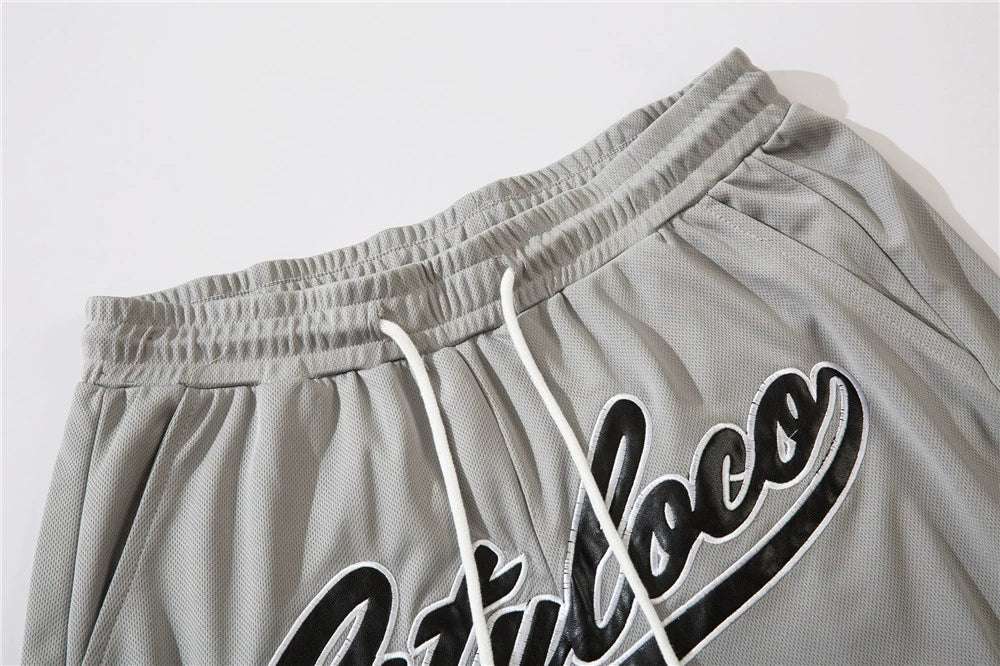 Letter Embroidered Basketball Shorts
