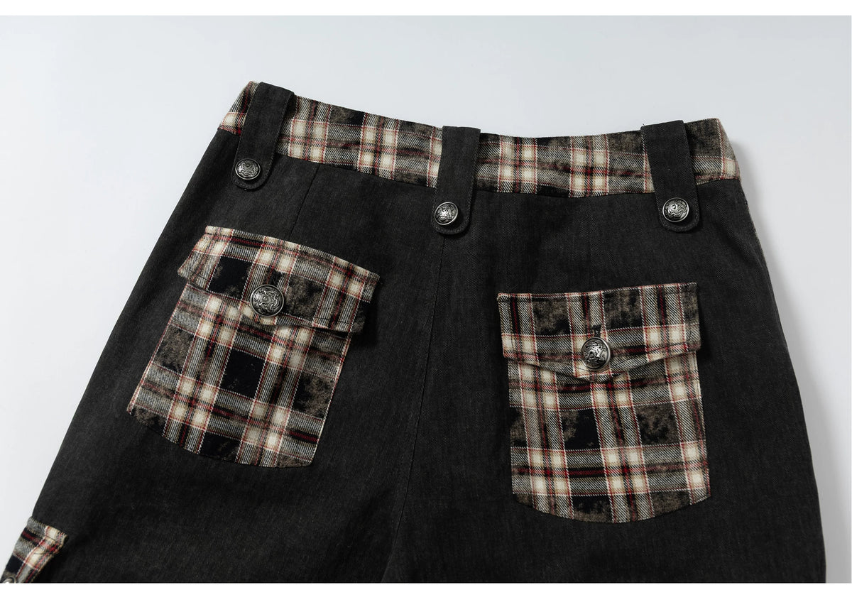 Panel Design Multi-Pocket Tapered Pants