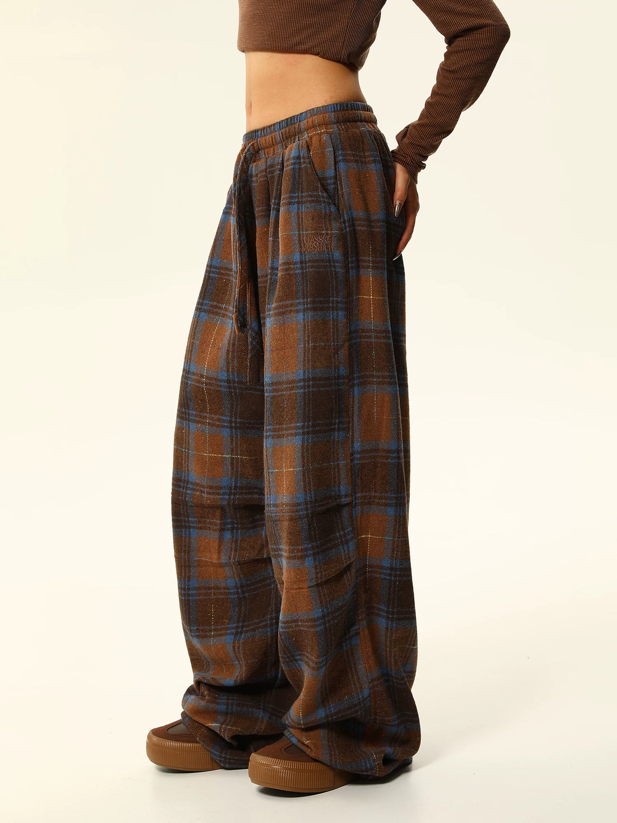 Retro Plaid Casual Pants