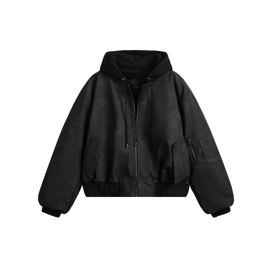 Chaqueta de vuelo unisex vintage de dos piezas con capucha