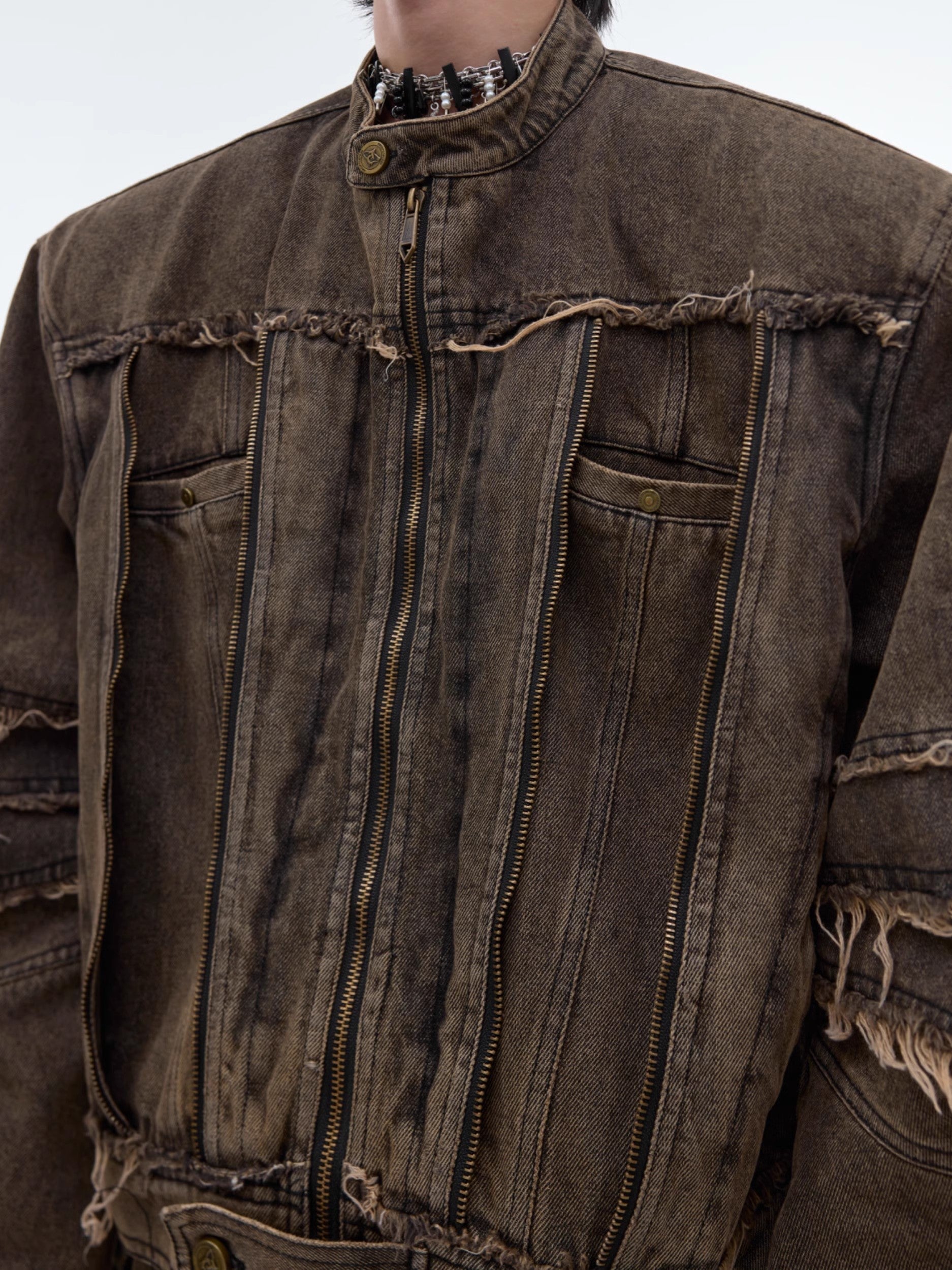 Washed Shoulder Pad Denim Jacket & Denim Jeans Setup