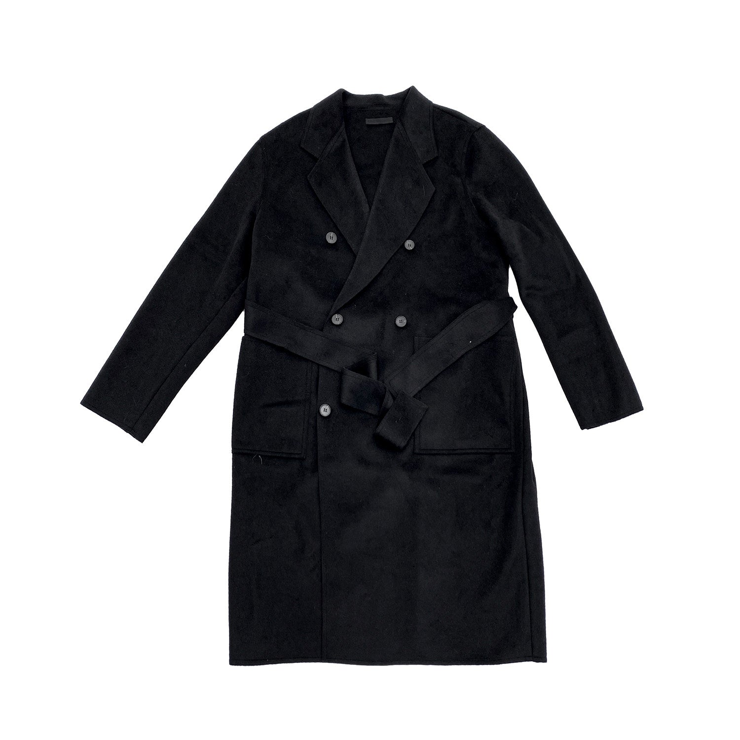Double Breasted Belted Long Length Coat