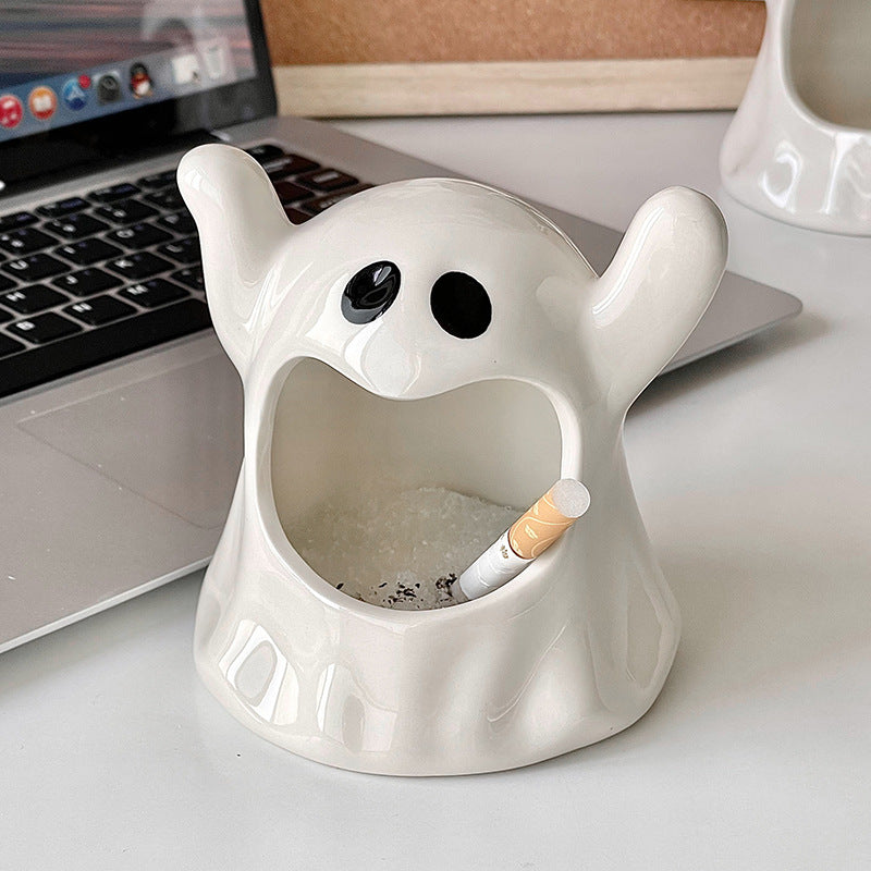Ceramic Ghost Ashtray – Cute Spooky Halloween Home Decor