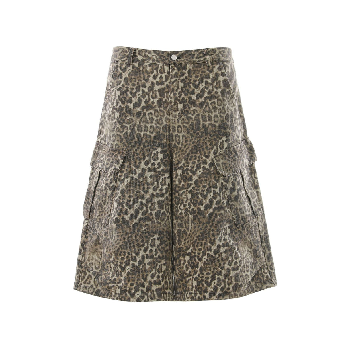 Leopard Print Multi-Pocket Wide Leg Jort