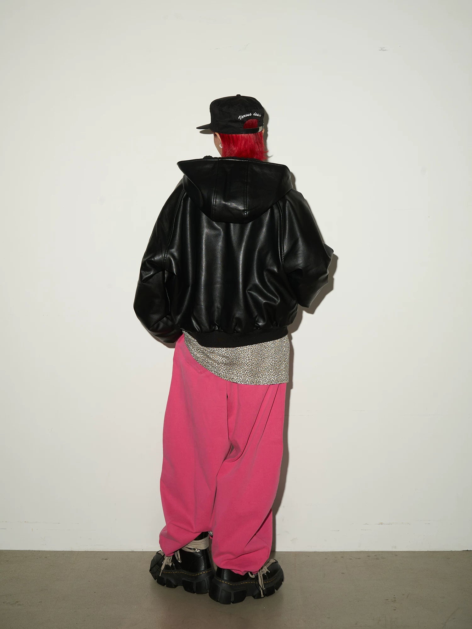 PU Leather Zipper Hooded Jacket