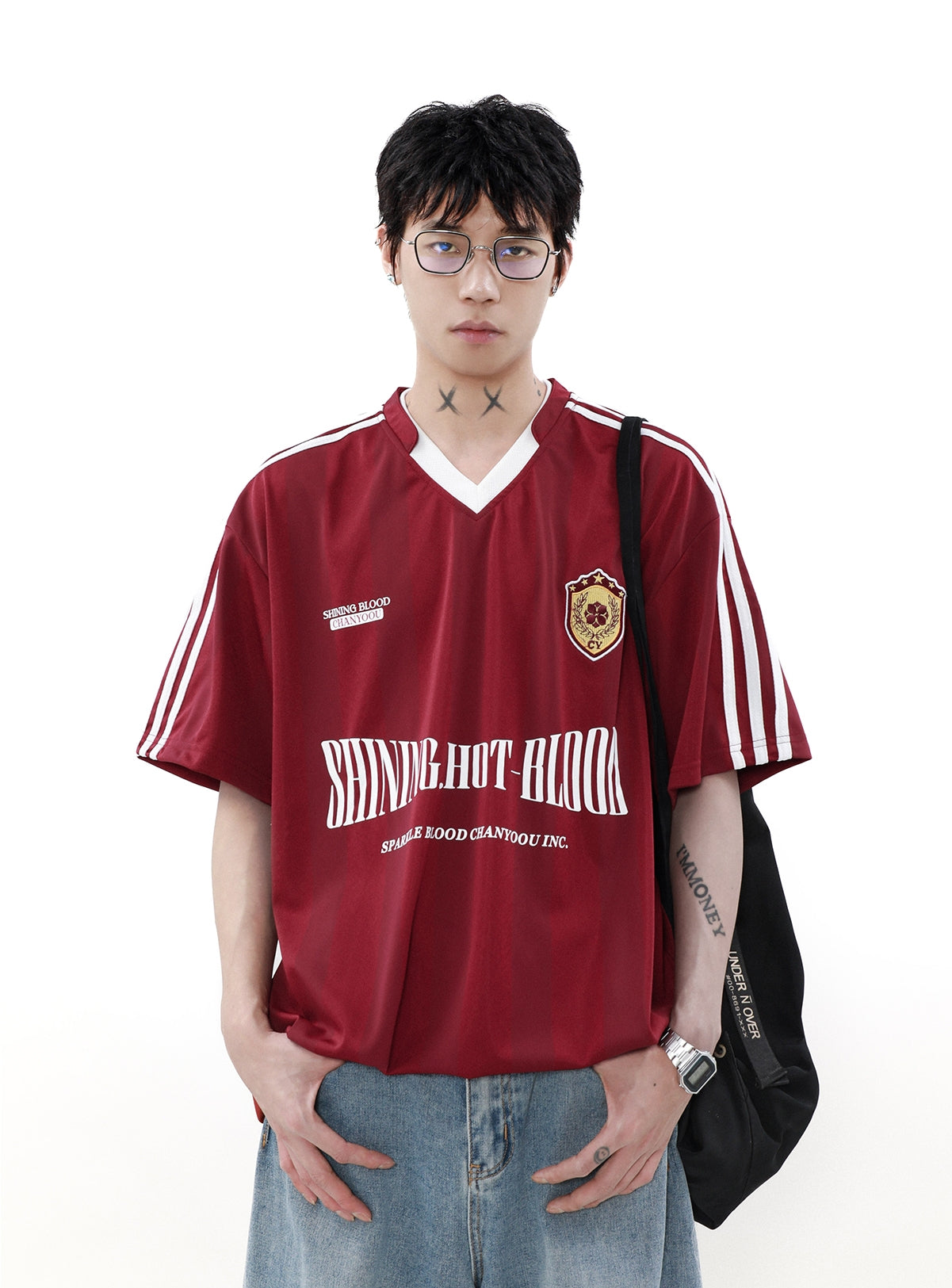 Quick Drying Sporty V-neck Short Sleeve T-shirt