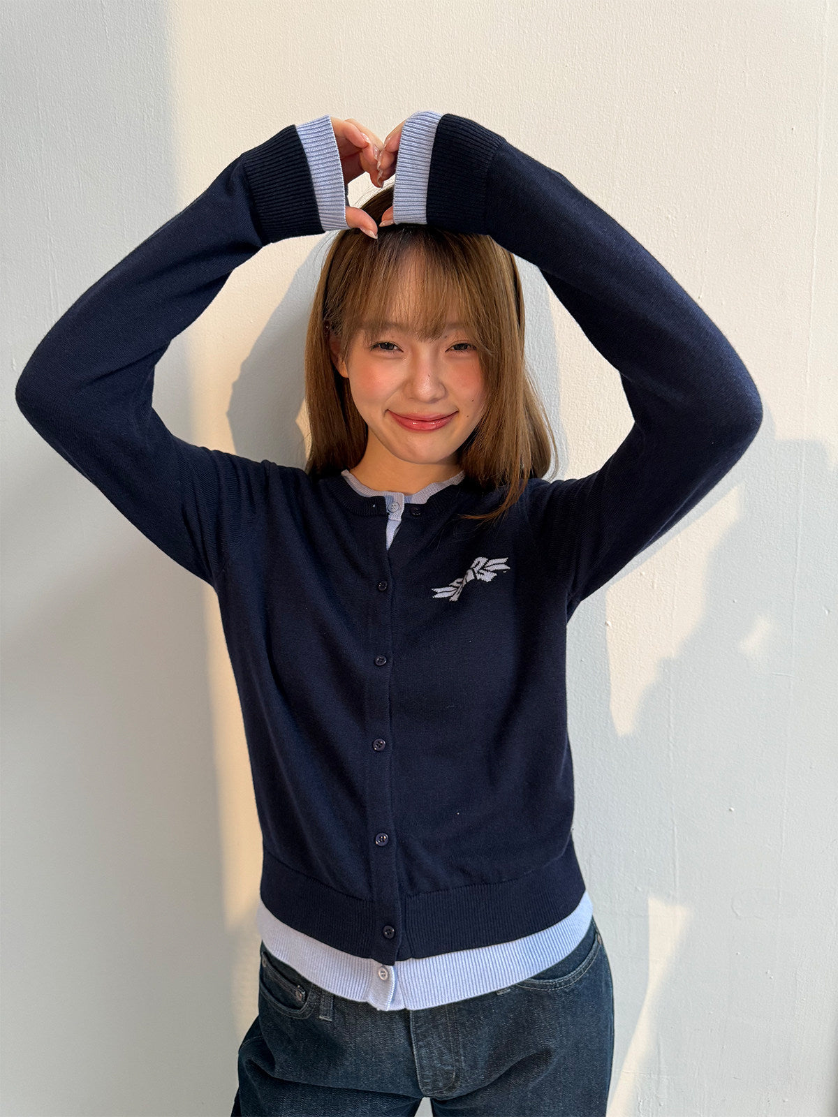Logo Embroidery Knit Cardigan