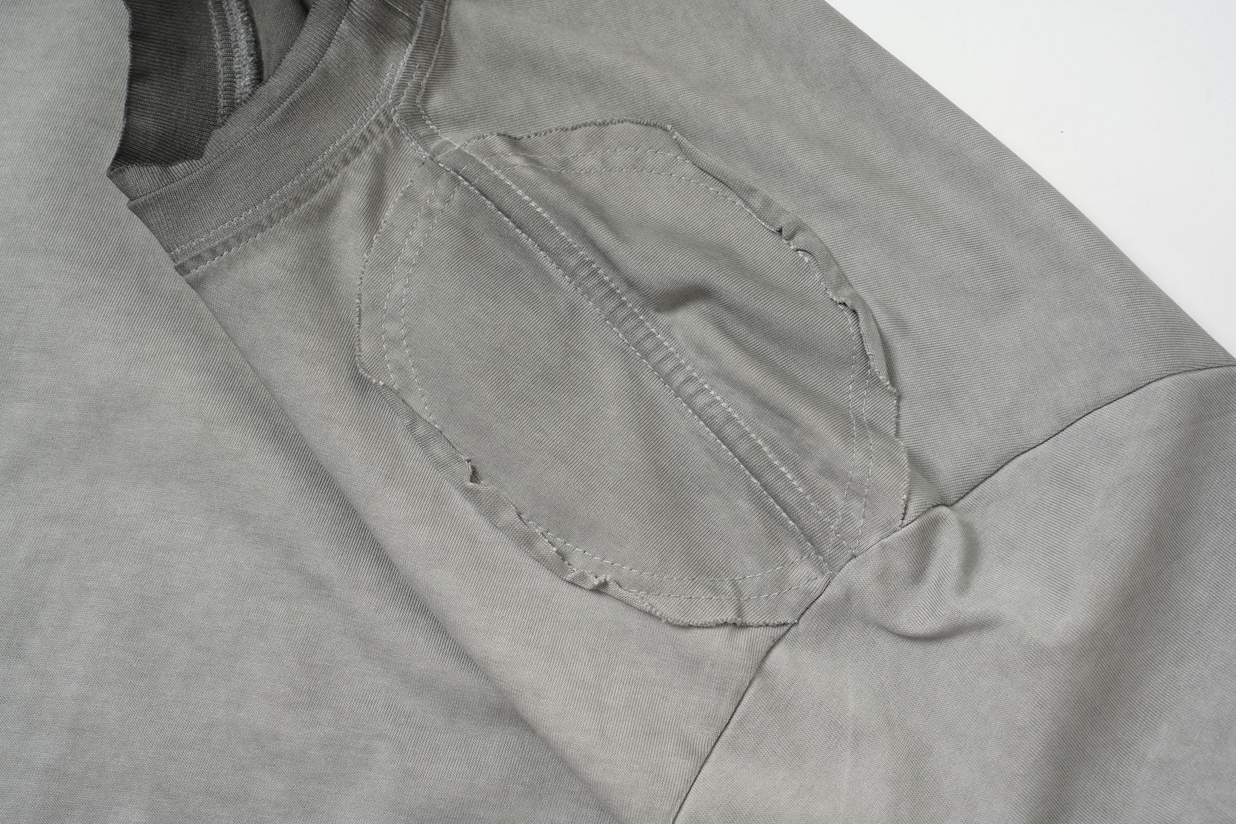 Utility Patchwork Washed Damage Short Sleeve T-Shirt