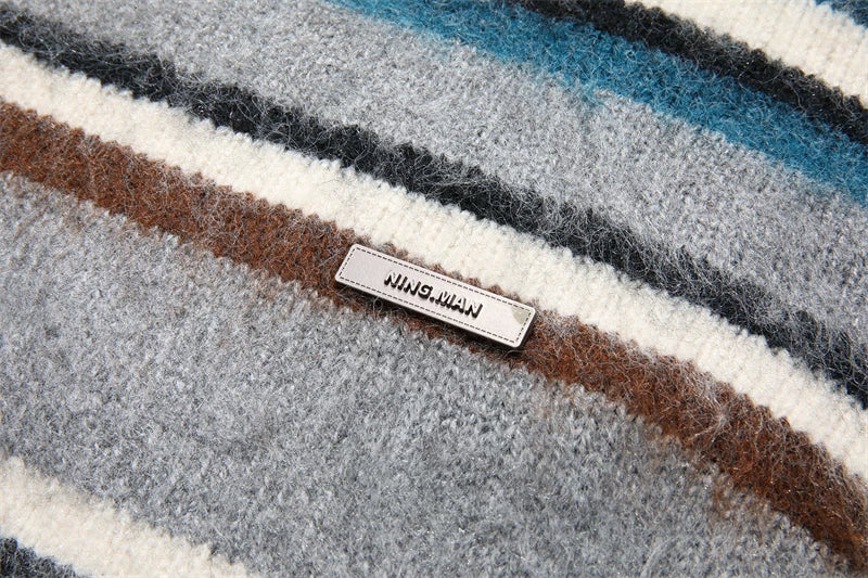 Retro Contrasting Knit Sweater
