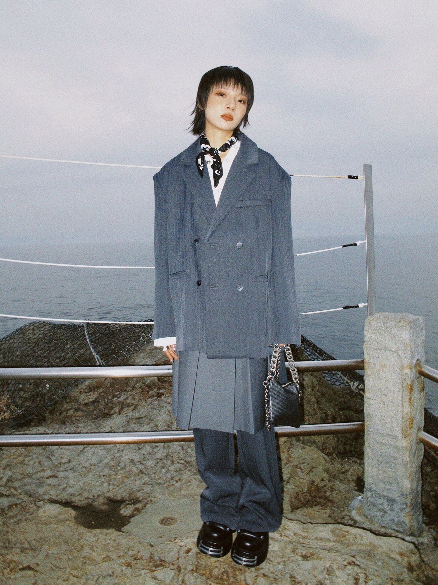 Draped Elegant Tailored Jacket & Trousers & Skirt Setup