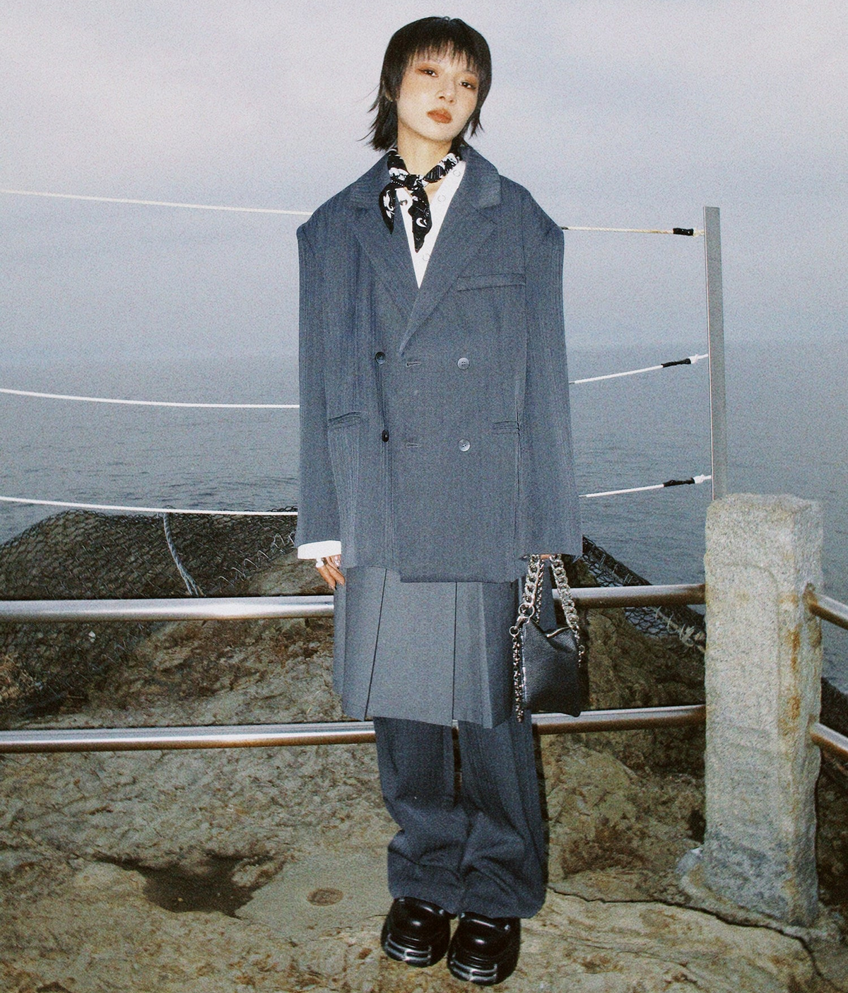 Draped Elegant Tailored Jacket & Trousers & Skirt Setup