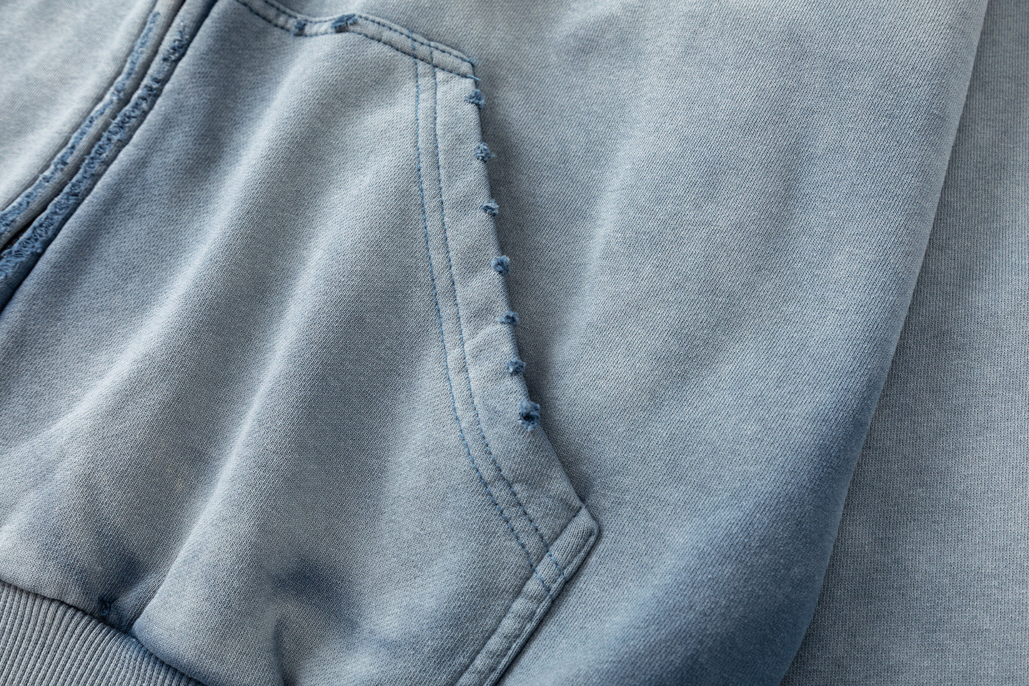 Washed Damage Print Boxy Zipper Hoodie