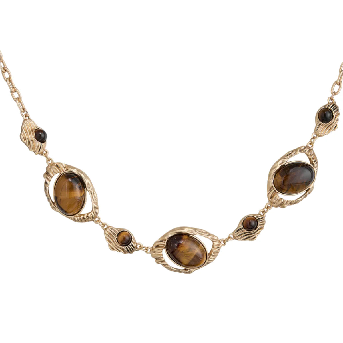 Tiger's Eye Button Necklace