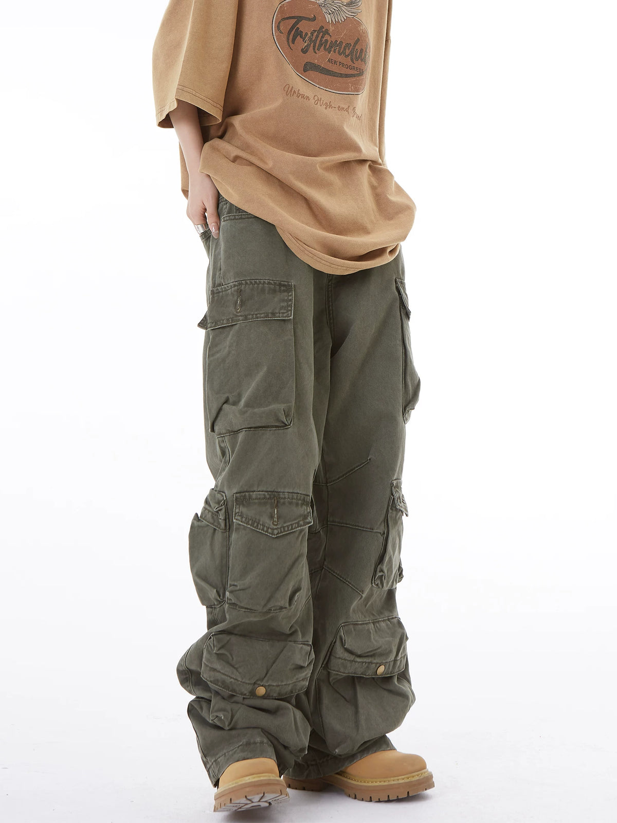 Pantalon cargo large multipoches