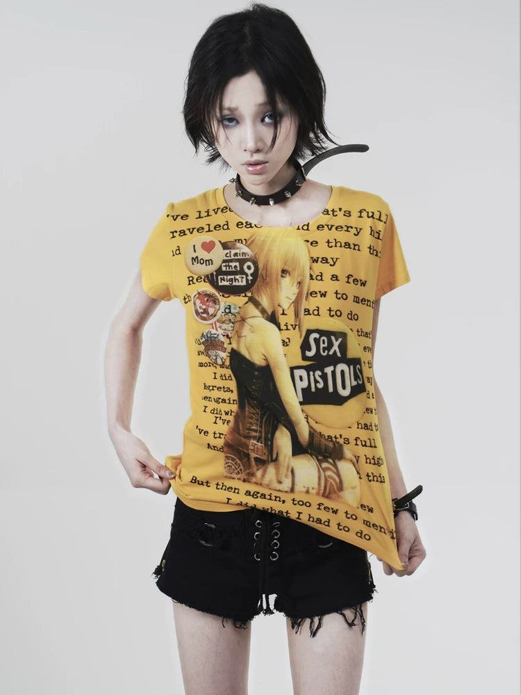 Cartoon Print Short Sleeve T-Shirt
