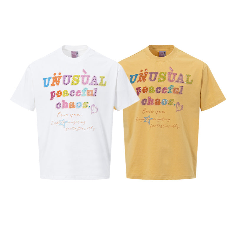 Letter Studs Oversize Short Sleeve T-Shirt