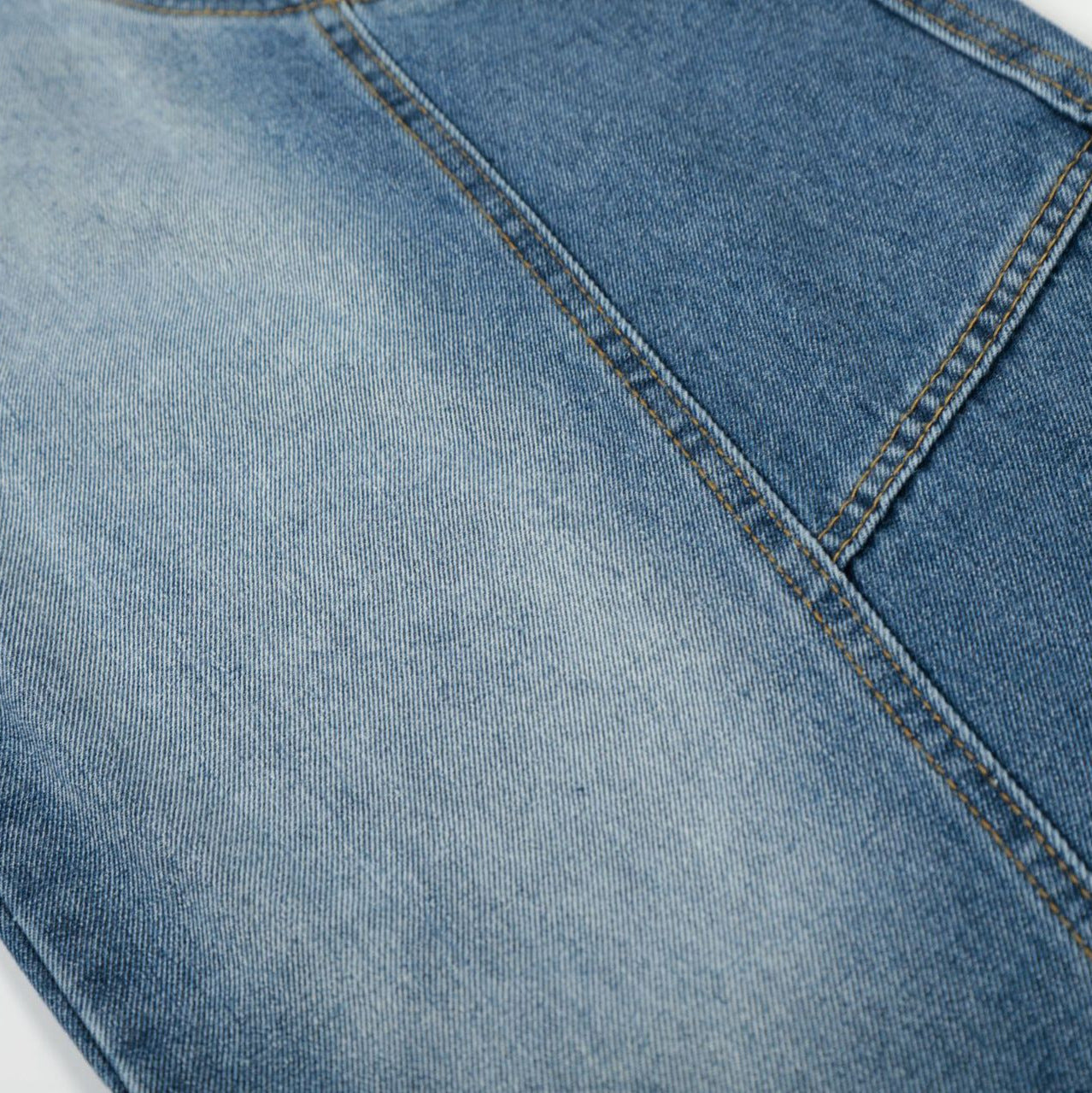 Curved Wide Leg Patchwork Denim Jeans