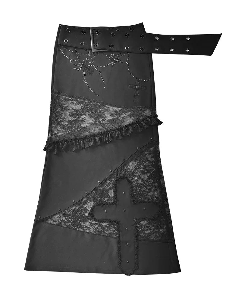 Lace Patchwork Low Waist Skirt